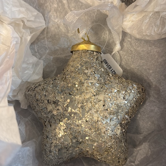 New Anthropologie Holiday Christmas Sparkling Star Glass Ornament Gold Anthro - Picture 4 of 7